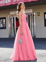 Korsett Oberteil A-Linie Tüll Kleid Wassermelone