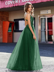 V-Ausschnitt Korsett Oberteil Tüll Kleid Dunkelgrün