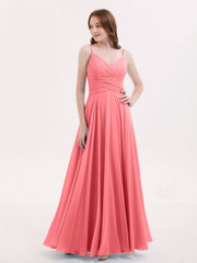 Spaghetti Träger Chiffon Kleid mit V-Ausschnitt Wassermelone
