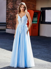 Blume Applique Rüschen Rock Tüll Kleid Champagner