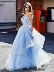Applique Oberteil Rüschenrock Tüll Ballkleid Lila