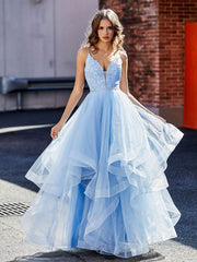 Applique Oberteil Rüschenrock Tüll Ballkleid Lila