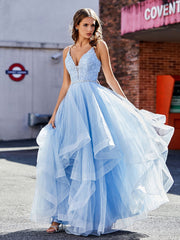 Applique Oberteil Rüschenrock Tüll Ballkleid Lila