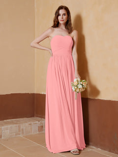 Chiffon lange trägerloser Ausschnitt Kleid für Bridemsids Flamingo