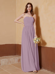 Chiffon lange trägerloser Ausschnitt Kleid für Bridemsids Vintage Mauve