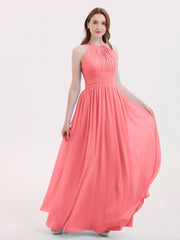 Doppel Träger Neckholder lange Chiffon Kleider Wassermelone