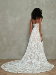 Trägerlos Vintage Spitze Brautkleider mit herzförmigem Ausschnitt Elfenbein