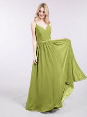 Spaghettiträger Chiffon Brautsmaid Kleid Klee