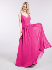 Spaghettiträger Chiffon Brautsmaid Kleid Fuchsia