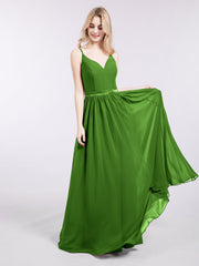 Spaghettiträger Chiffon Brautsmaid Kleid Moos