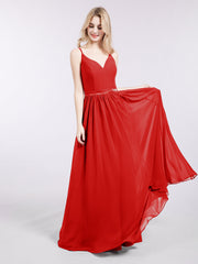 Spaghettiträger Chiffon Brautsmaid Kleid Rot