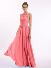 Halfter Lange Chiffon Kleid mit doppelten Träger Wassermelone