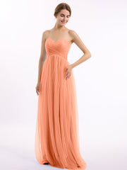 Herz-Ausschnitt Trägerlos Empire Tüll Kleid Papaya