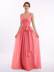 Spitze Riemen  Lang Chiffon Kleid mit Bowknot Wassermelone