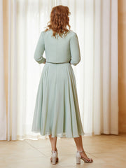 Elegant Kurze Ärmel Chiffon Jacke Staubiges Salbei