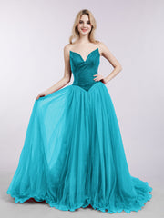 Herz-Ausschnitt Tüll Kleid mit Schleppe Jade