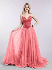 Herz-Ausschnitt Tüll Kleid mit Schleppe Wassermelone