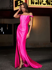 Korsett Oberteil Eingebaut Etui Kleid Heißes Rosa