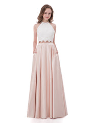 Spitze Mieder Zweiteiliger Kleid mit Satin Rock Olivgrün