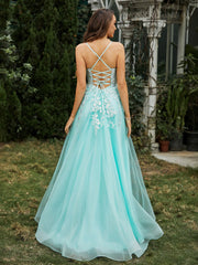 Herzform Applique Oberteil Sweep-Zug Kleid Minzgrün