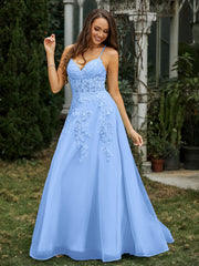 Herzform Applique Oberteil Sweep-Zug Kleid Blau Übergröße