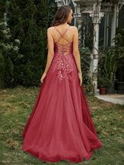 Herzform Applique Oberteil Sweep-Zug Kleid Burgunderrot