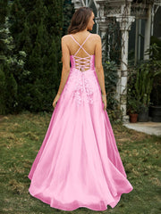 Herzform Applique Oberteil Sweep-Zug Kleid Bonbonrosa