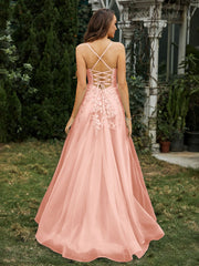 Herzform Applique Oberteil Sweep-Zug Kleid Koralle