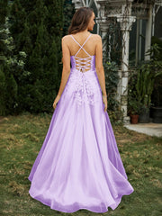 Herzform Applique Oberteil Sweep-Zug Kleid Lila