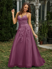 Herzform Applique Oberteil Sweep-Zug Kleid Maulbeere