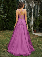 Herzform Applique Oberteil Sweep-Zug Kleid Orchidee