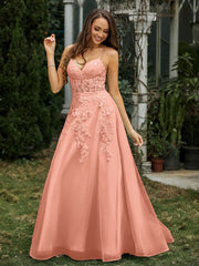 Herzform Applique Oberteil Sweep-Zug Kleid Papaya