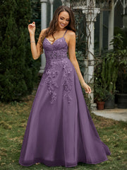 Herzform Applique Oberteil Sweep-Zug Kleid Plum Übergröße