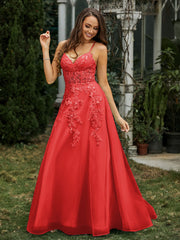 Herzform Applique Oberteil Sweep-Zug Kleid Rot Übergröße