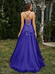 Herzform Applique Oberteil Sweep-Zug Kleid Königsblau