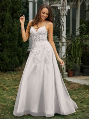 Herzform Applique Oberteil Sweep-Zug Kleid Silber Übergröße