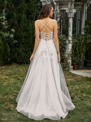 Herzform Applique Oberteil Sweep-Zug Kleid Silber