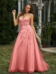 Herzform Applique Oberteil Sweep-Zug Kleid Sonnenuntergang