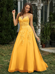 Herzform Applique Oberteil Sweep-Zug Kleid Mandarine Übergröße