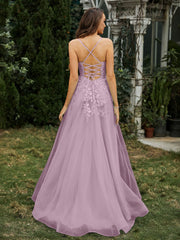 Herzform Applique Oberteil Sweep-Zug Kleid Vintage Mauve