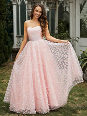 Herzform Schmetterlinge Applique Ballkleid Rosa