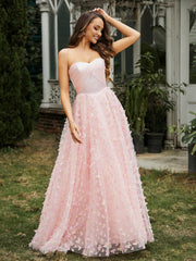 Herzform Schmetterlinge Applique Ballkleid Rosa