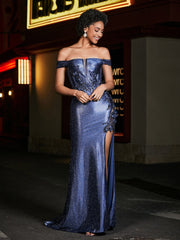 Schulterfrei Korsett Oberteil Satin Kleid Sturm