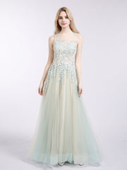 Illusion Ausschnitt Zwei Farben Tüll Kleid Champagner