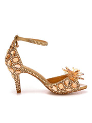Kristall Strassdekoration Peeptoe Stiletto Knöchelriemen High Heels