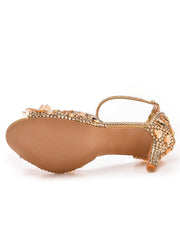 Kristall Strassdekoration Peeptoe Stiletto Knöchelriemen High Heels