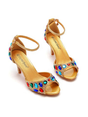 Bunte Strassdekoration Peeptoe Stiletto Knöchelriemen High Heels