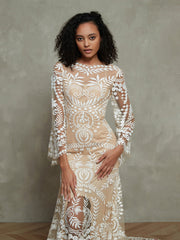 Boho Spitze Meerjungfrau Brautkleider mit langen Ärmeln As Pictures