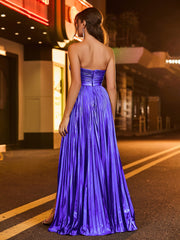 A-Linie Trägerlos Plissee Maxi Kleid Regentschaft