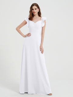 Sweetheart Flatterärmel Chiffon Kleid Weiß